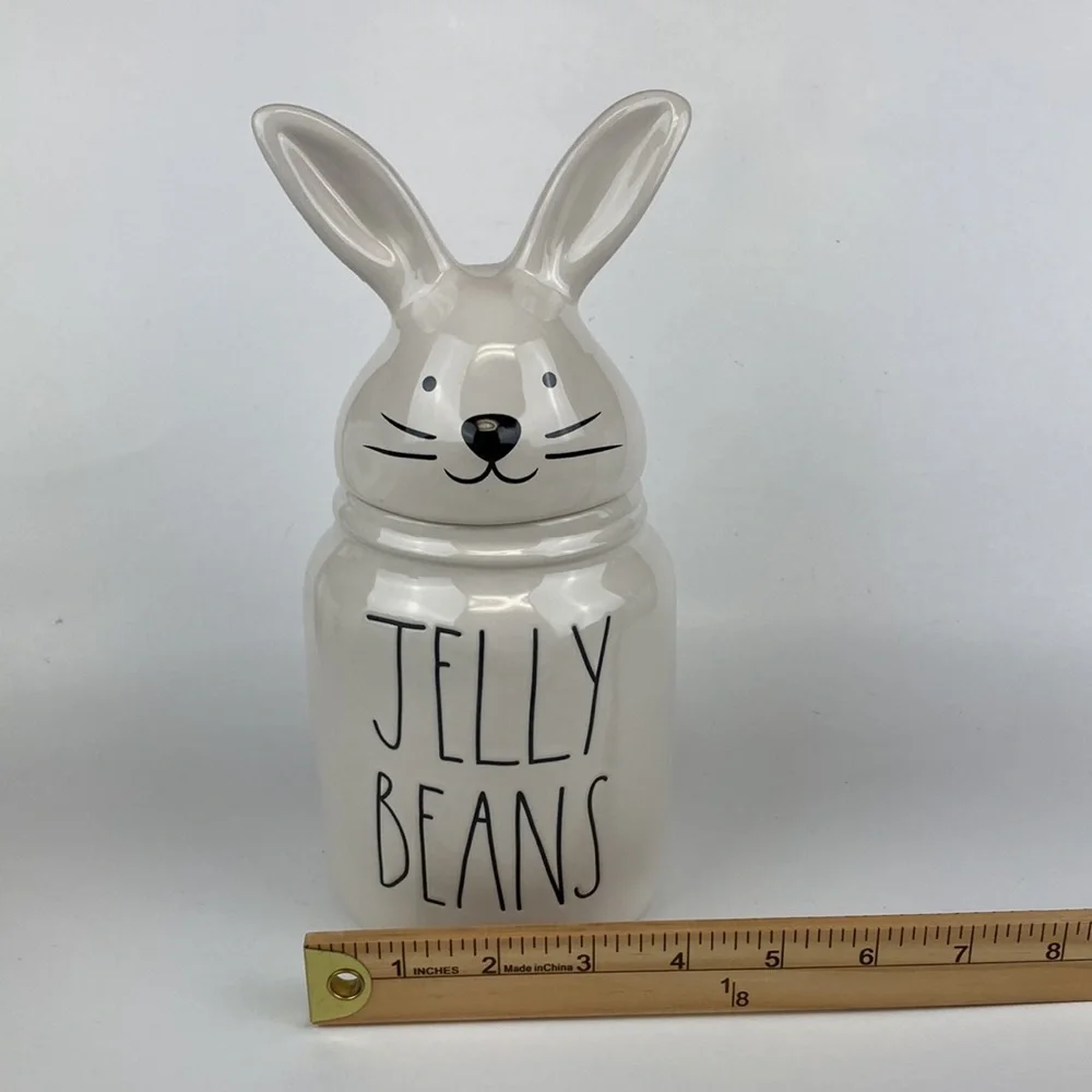 Rae Dunn Artisan Ceramic Jelly Beans Bunny Candy Canister 9.5”